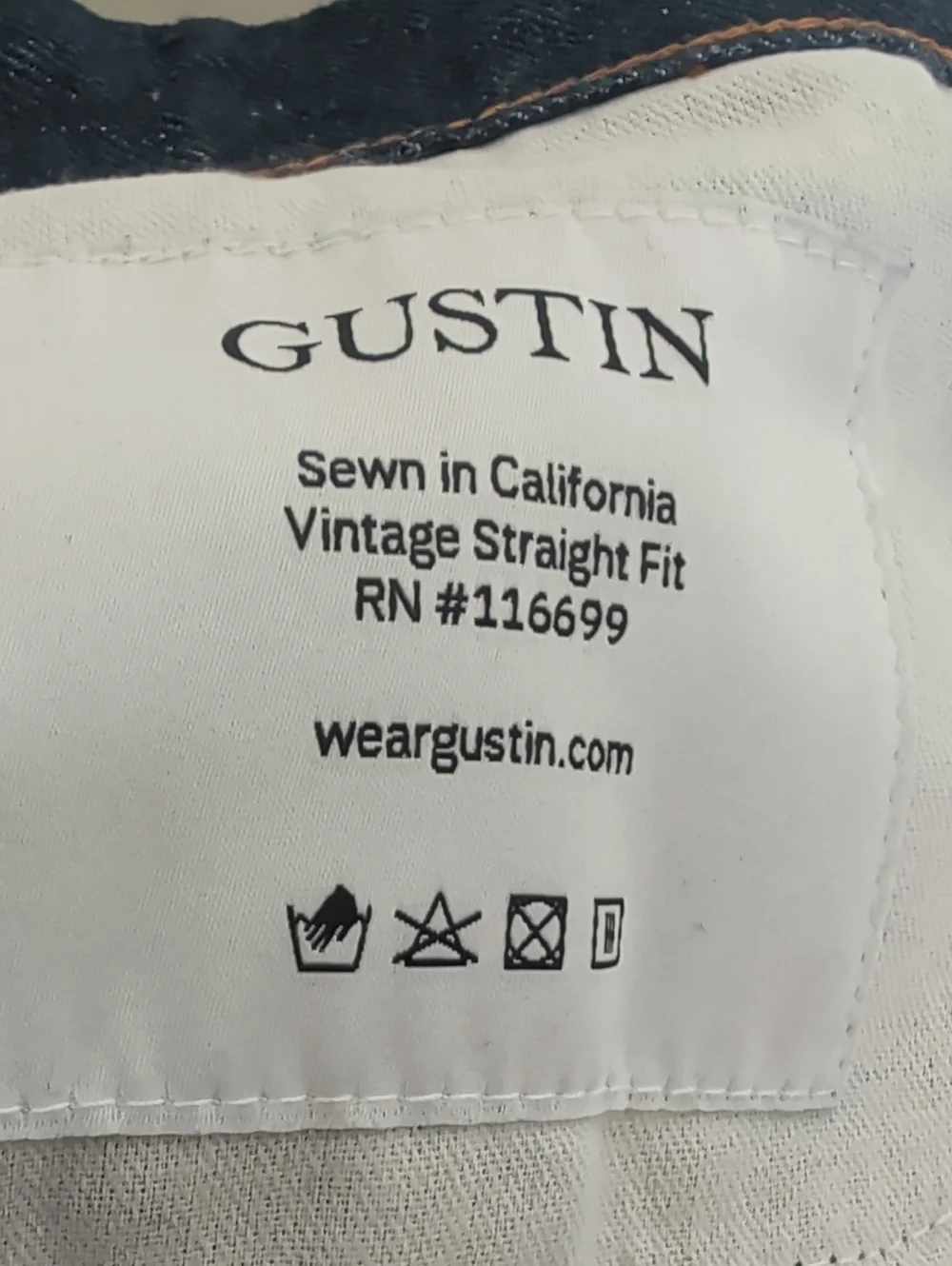 Gustin Men's Vintage Straight Fit Denim Jeans Size 37 Inseam 32